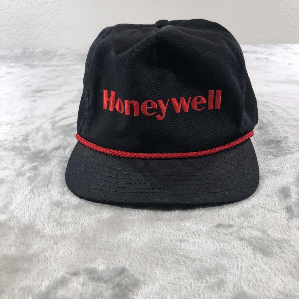Vintage Honeywell Hat Cap Snap Back Mens One Size Black Stylemaster USA 80s